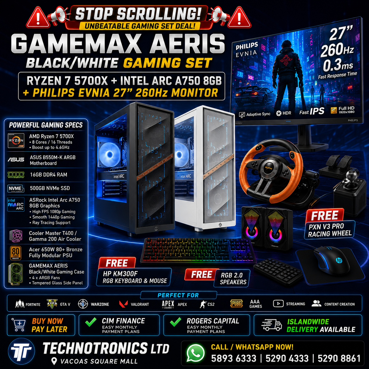 Gamemax AERIS Black/White GAMING SET