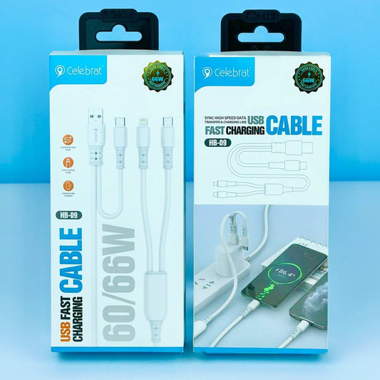 Data Cable Celebrat HB-09 USB+Type-C to Type-C+Lightning