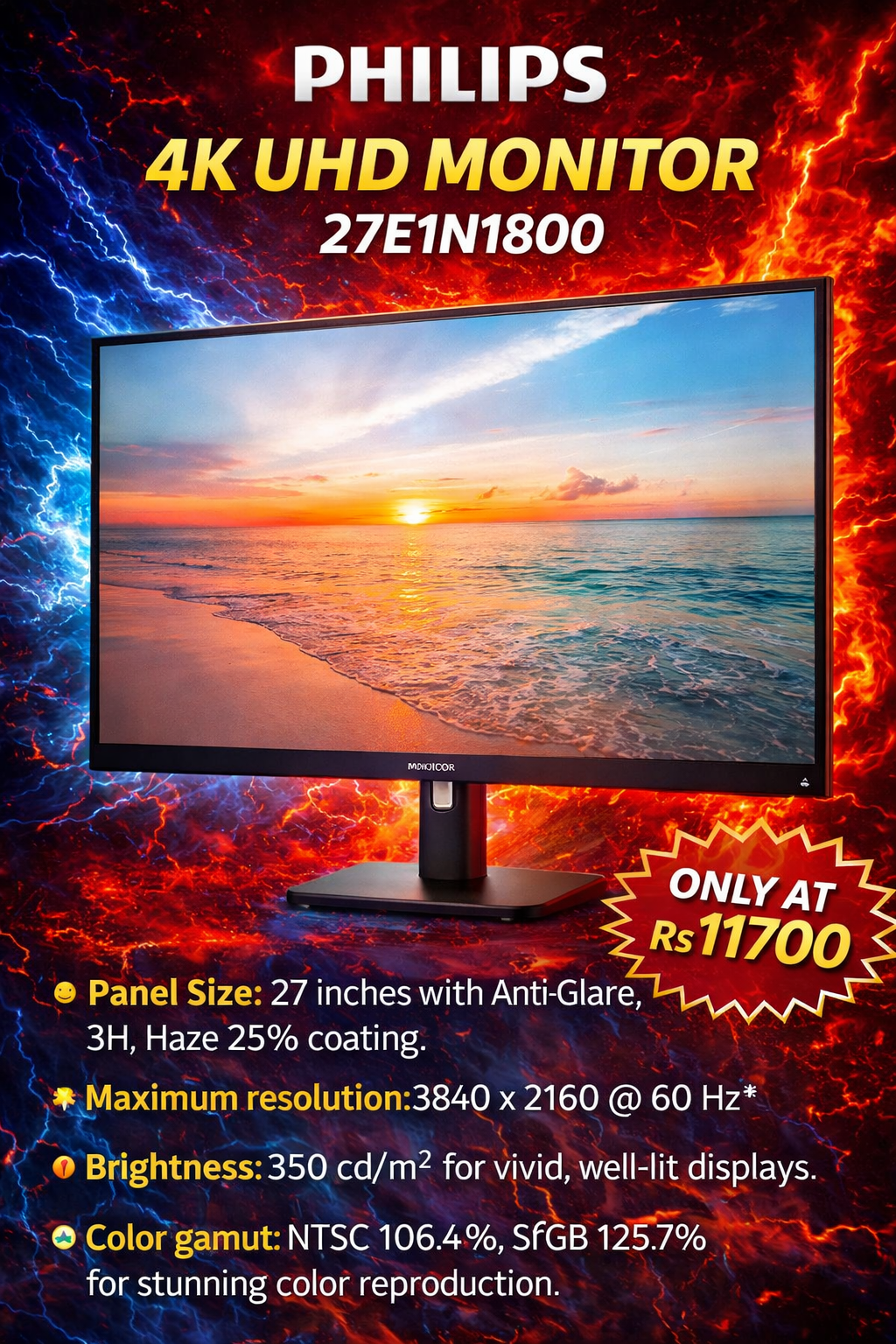 PHILIPS 4K UHD MONITOR 27E1N1800