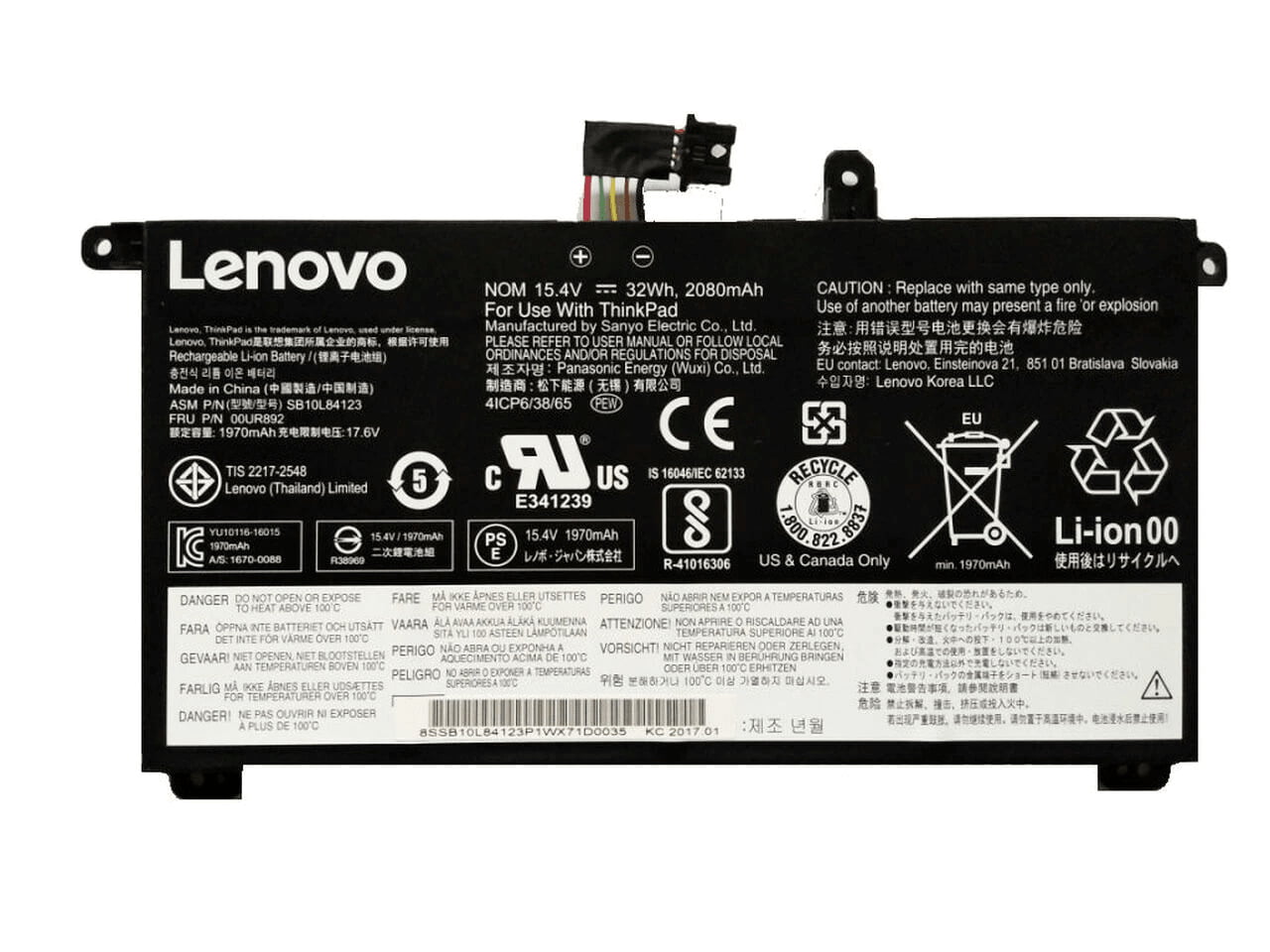 01AV493 - Battery Replacement for Lenovo ThinkPad T570 T580 P51S P52S 20H9 20HA 20JX 20JW 20L9 20LA 20JY 20HC 20LB 20LC Series Laptop 00UR890 00UR892 SB10L84122 15.2V 32Wh 2100mAh