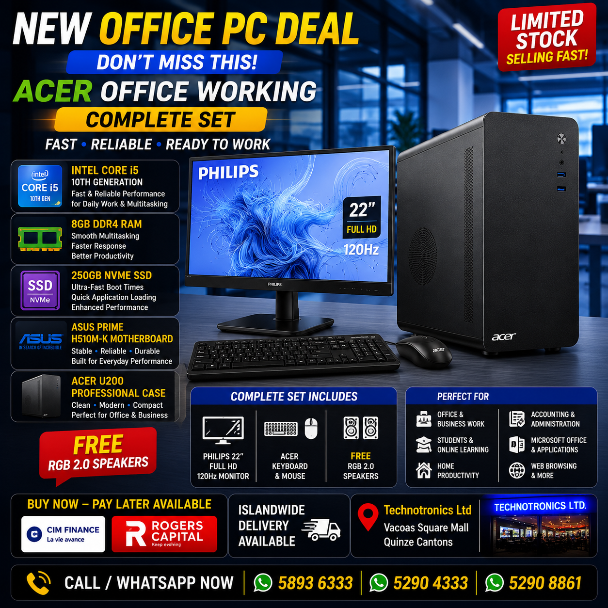 ACER OFFICE WORKING COMPLETE SET β INTEL CORE i5 10TH GEN