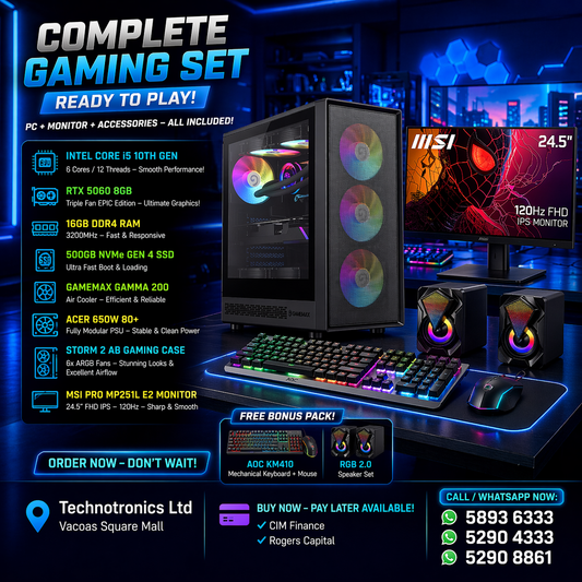 COMPLETE GAMING SET Core i5 10th Gen, 16 GB RAM DDR4+RTX 5060 8 GB Triple Fans