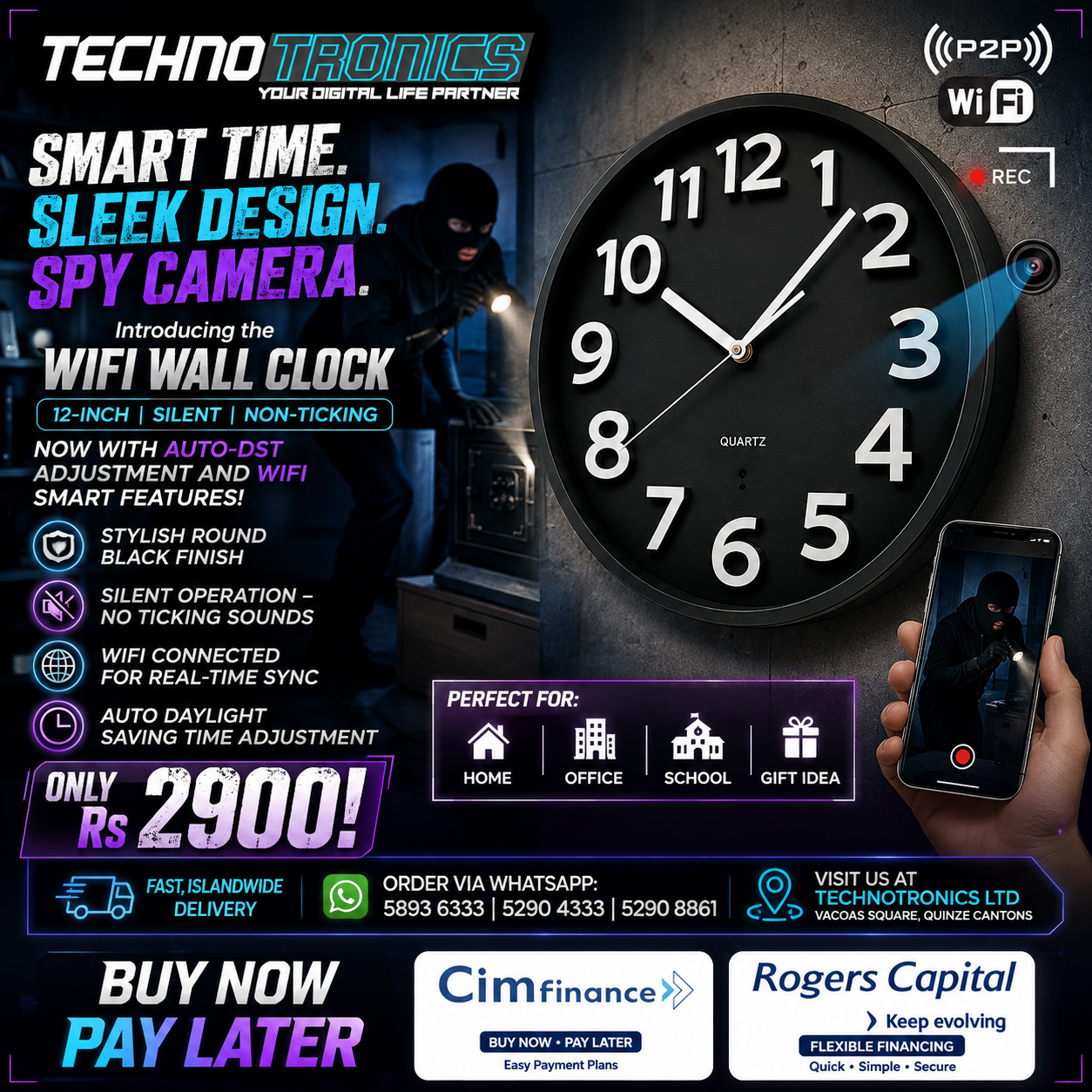 Spy WiFi Wall Clock Camera