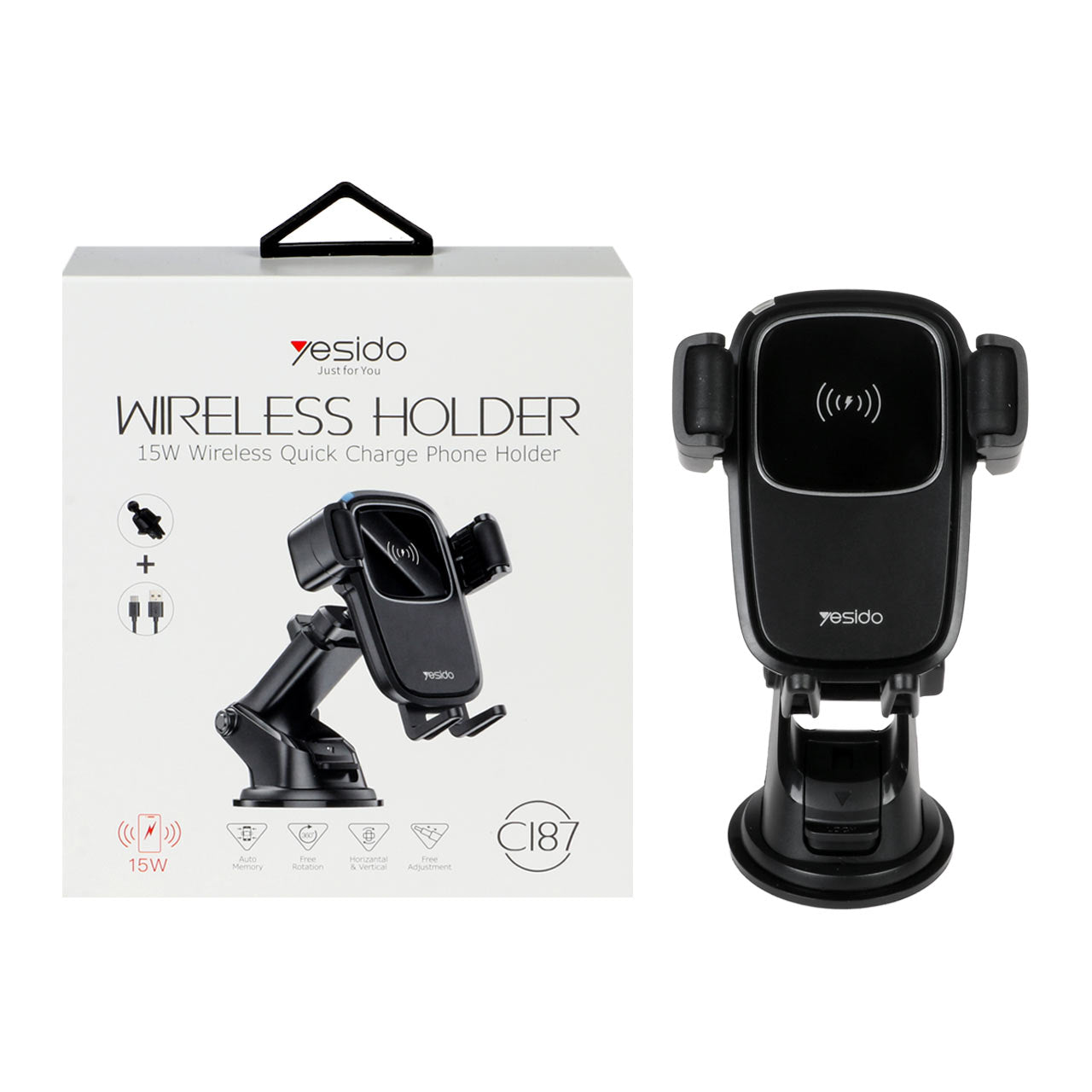 YESIDO C187 15W Wireless charging Memories Clip Flexible adjustment- Vehicle