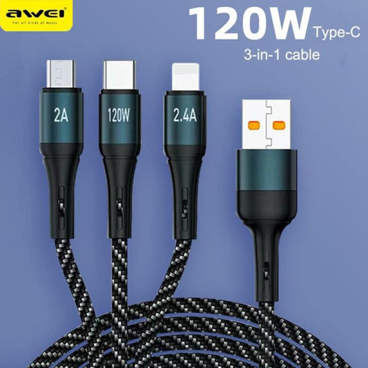 AWEI CL-972 120W 3in1 fast charging cable 1.2m