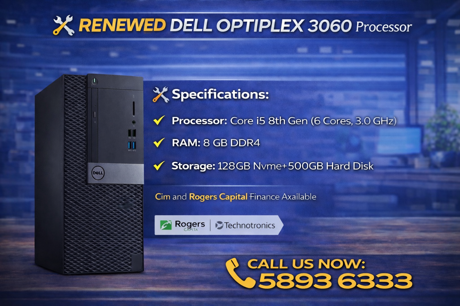 デスクトップDell OptiPlex 3060Core i5 8thセット Dell Optiplex 3060 Processor: Core i5 8th Gen RAM: 8 GB Storage
