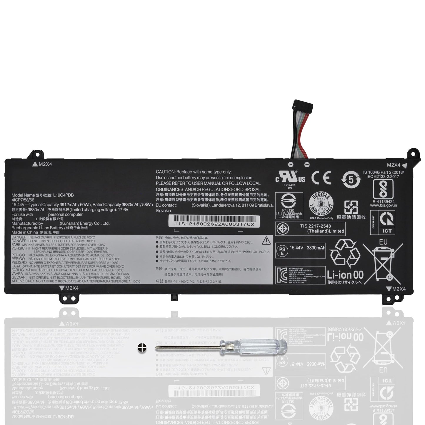L19M4PDB L19C4PDB Laptop Battery for Lenovo ThinkBook 14s Yoga ITL ThinkBook 14 2021 G2 ITL ARE 14 G3 ITL ACL G4 ABA IAP 15 G2 ARE ITL G3 ACL ITL G4 IAP ABA Series 5B10Z21201 5B10Z21209 15.36V 60Wh