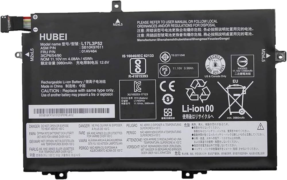 Lenovo L17L3P52 01AV463/L480 BATTERY