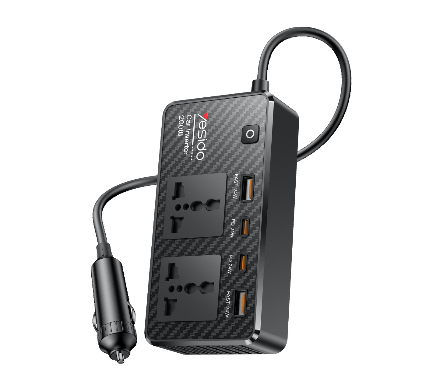 VC07 12V To 240V Incependent Switch Multiple Protections USB QC3.0+TC PD Fast Charging Car Inverter