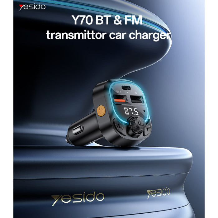 Y70 BT5.3 Support Charging 3 Devices With Remote Controller BT & FM Transmittor Car Charger