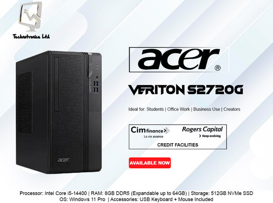 ACER VERITON S2720G | Processor: Intel Core i5-14400 | RAM: 8GB DDR5 | Storage: 512GB NVMe SSD |