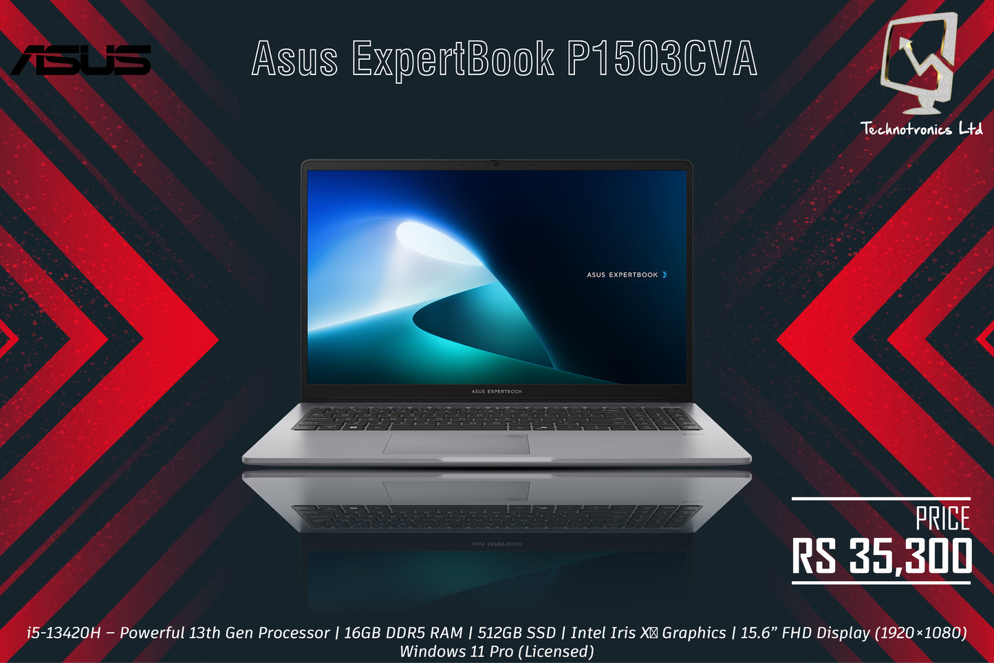 Asus ExpertBook P1503CVA | i5-13420H | 16GB DDR5 RAM | 512GB SSD | Intel Iris Xα΅ Graphics