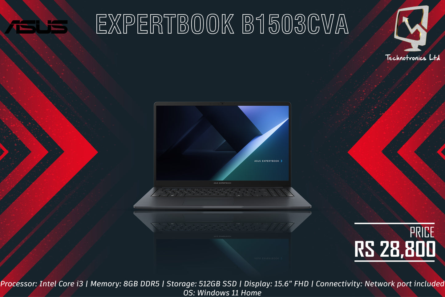 ASUS EXPERTBOOK B1503CVA | Processor: Intel Core i3 | Memory: 8GB DDR5 | Storage: 512GB SSD