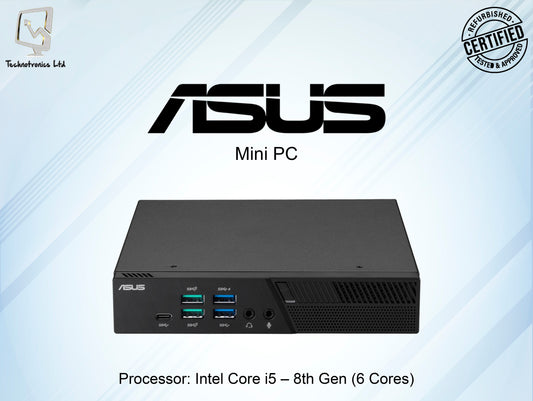 Renewed Asus Mini PC | Processor: Intel Core i5 – 8th Gen | Memory: 16GB DDR4 RAM | Storage: 250GB NVMe SSD