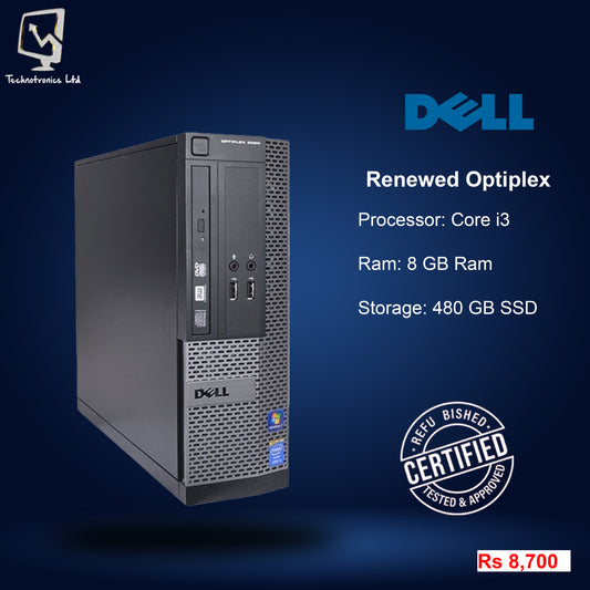 DELL OPTIPLEX CORE I3, 8 GB Ram, 500 GB SSD