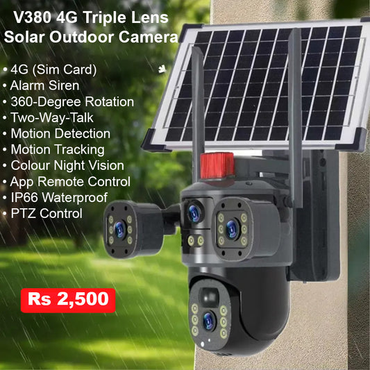 V380 Triple Lens+ Triple View Solar 4G Camera