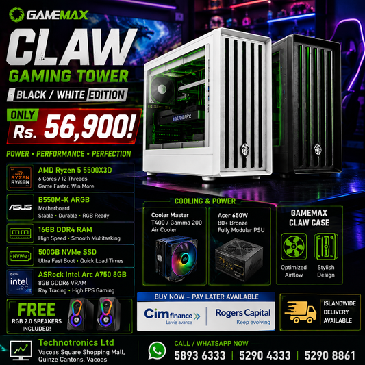 GAMEMAX CLAW BLACK / WHITE GAMING TOWER