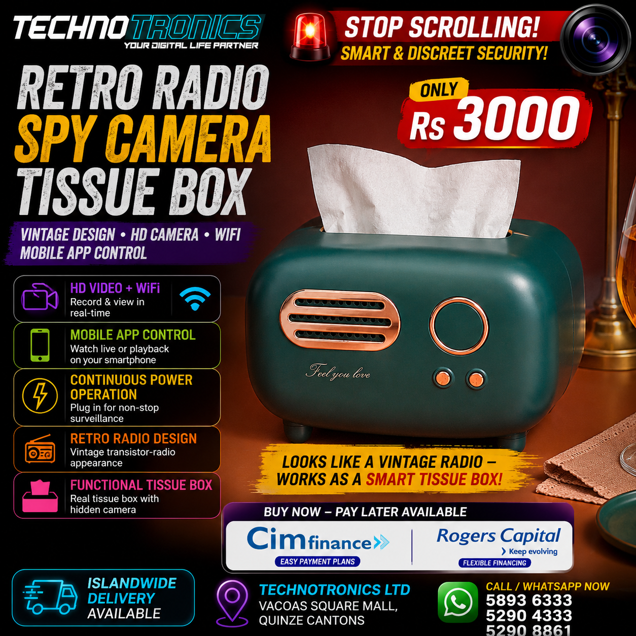 RETRO RADIO SPY CAMERA TISSUE BOX β SMART & DISCREET!