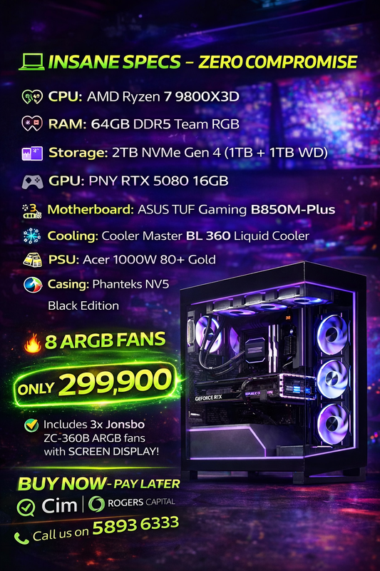 Phantek NV5 Gaming Tower with Ryzen 7 9800X3D paired with RTX 5060+ 64GB RAM DDR5