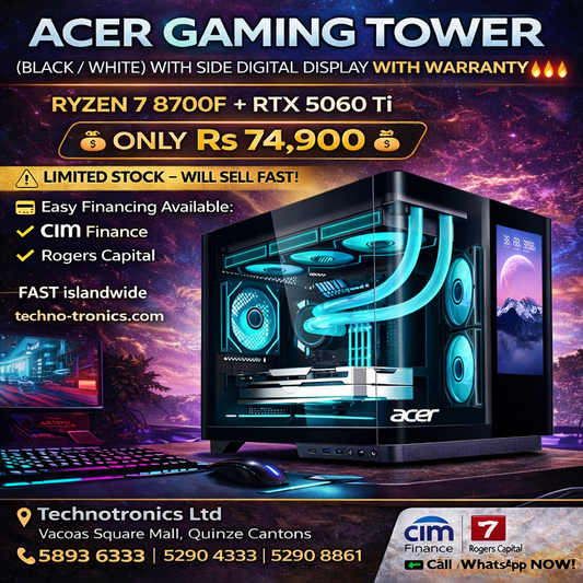 ACER GAMING TOWER (BLACK / WHITE) WITH SIDE DIGITAL DISPLAY+ RYZEN 7 8700F + RTX 5060 Ti 💥