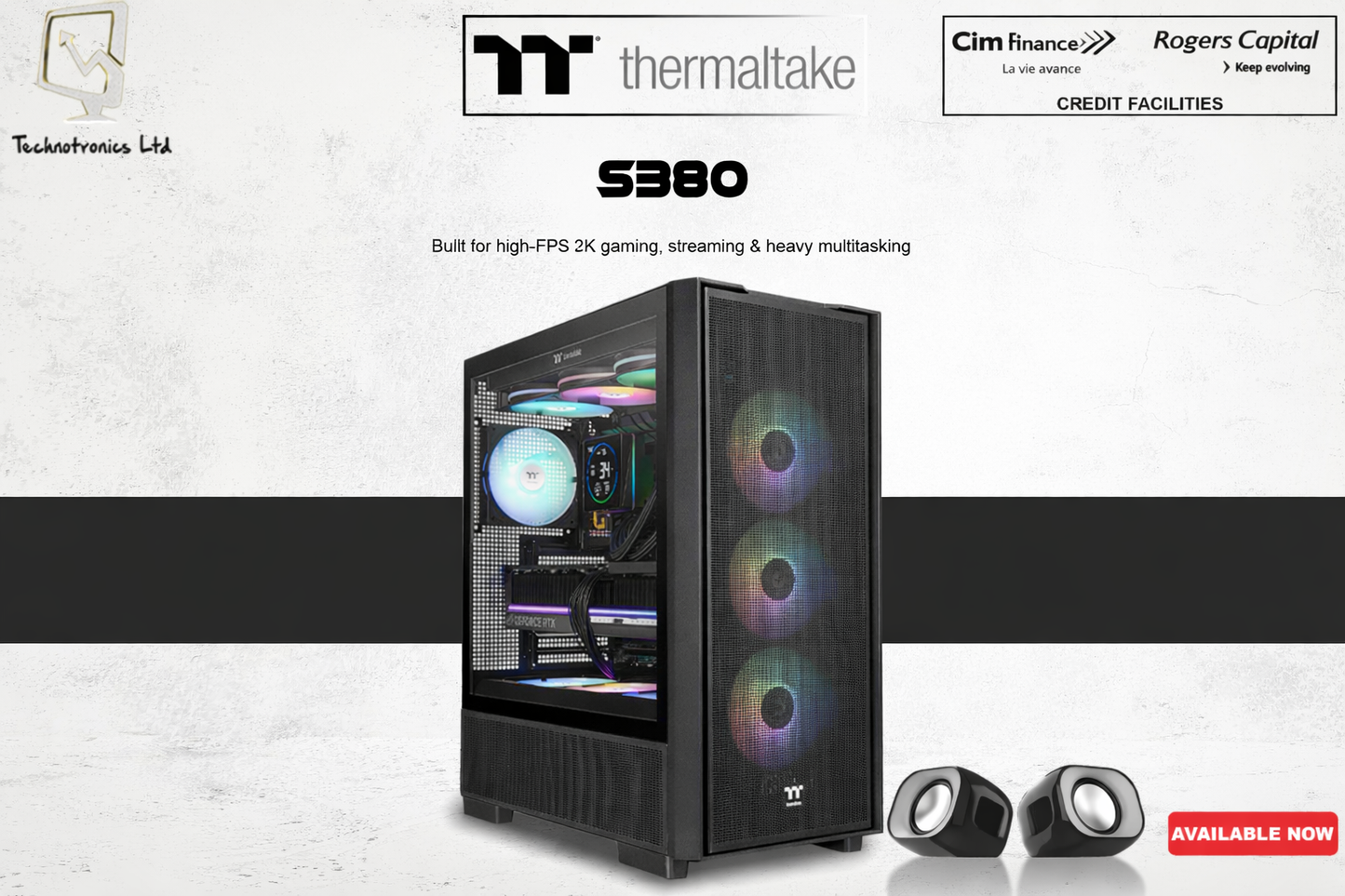 Thermaltake S380 Tower | CPU: Intel Core Ultra 5 225F | RAM: 16GB DDR5 | Storage: 1TB NVMe SSD | GPU: ASRock RX 9070 GRE Steel Legend Dark 12GB OC