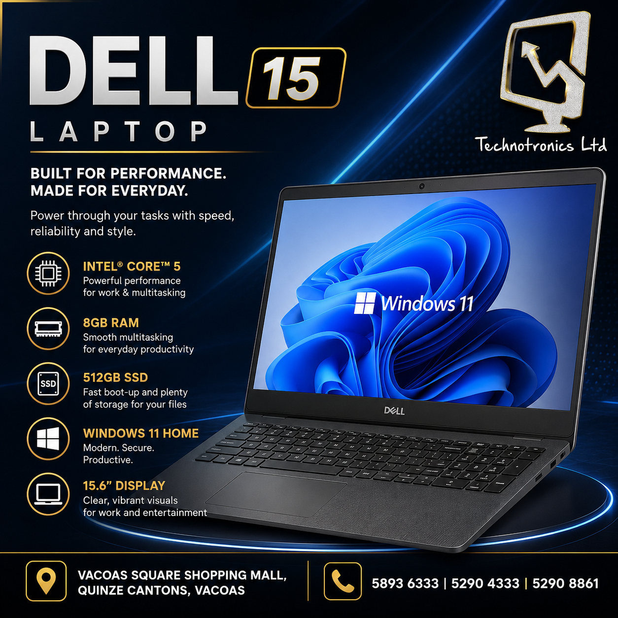 LAPTOP DELL 15 | Intel® Core™ 5 | 8GB RAM | 512GB SSD