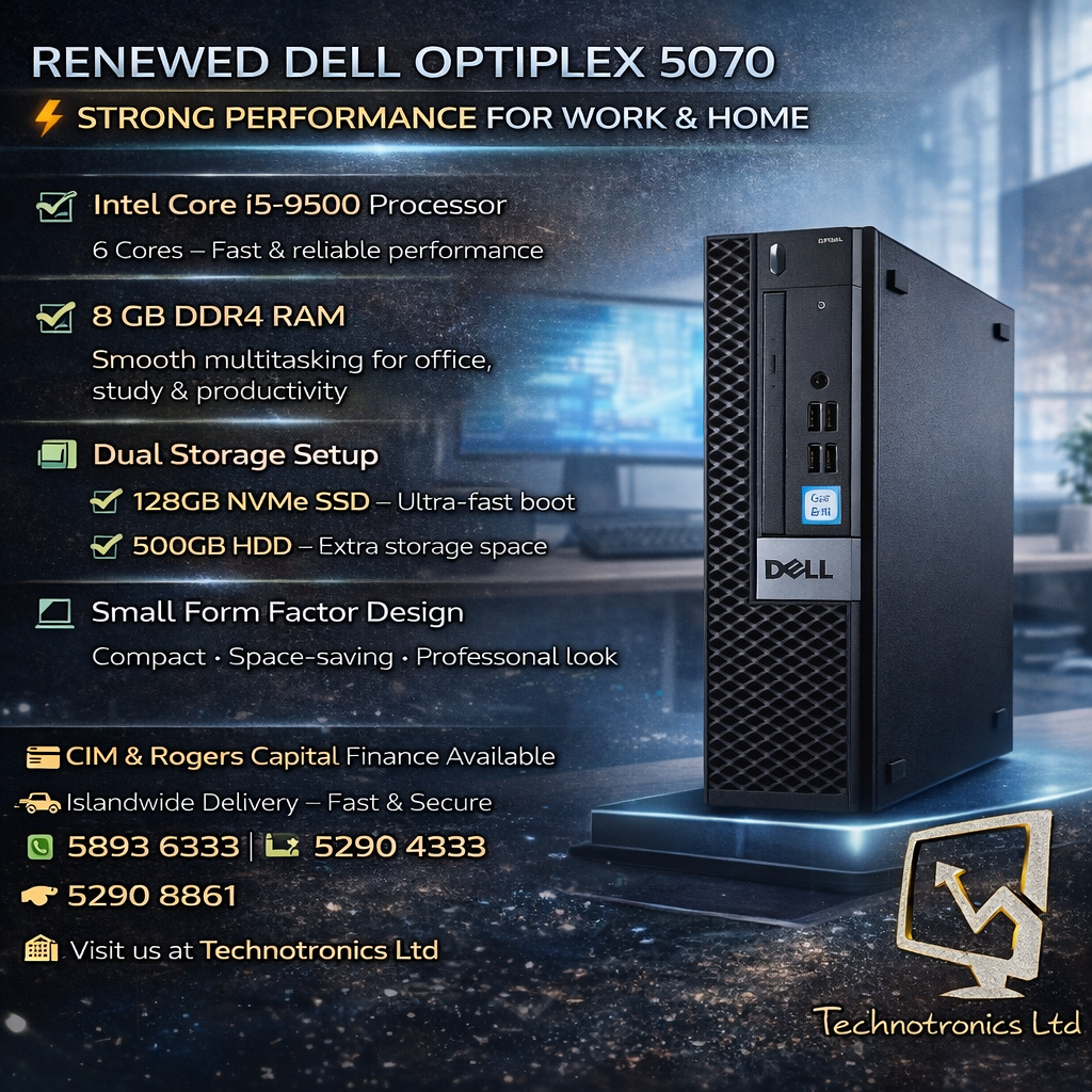 DELL OPTIPLEX 5070 β CORE i5 DESKTOP,8 GB Ram, 128GB Nvme+500GB Hard Disk