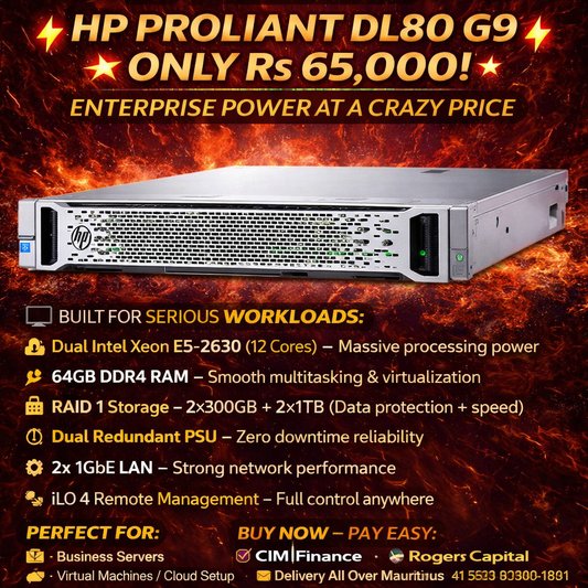 RENEWED HP PROLIANT DL360 G9 DUAL PROCESSOR-Server 64GB RAM– ONLY Rs 65,000