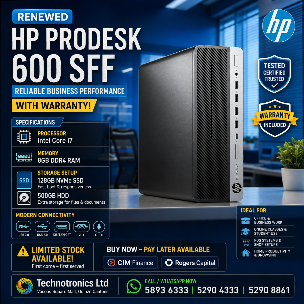 RENEWED HP PRODESK 600 SFF Core i7