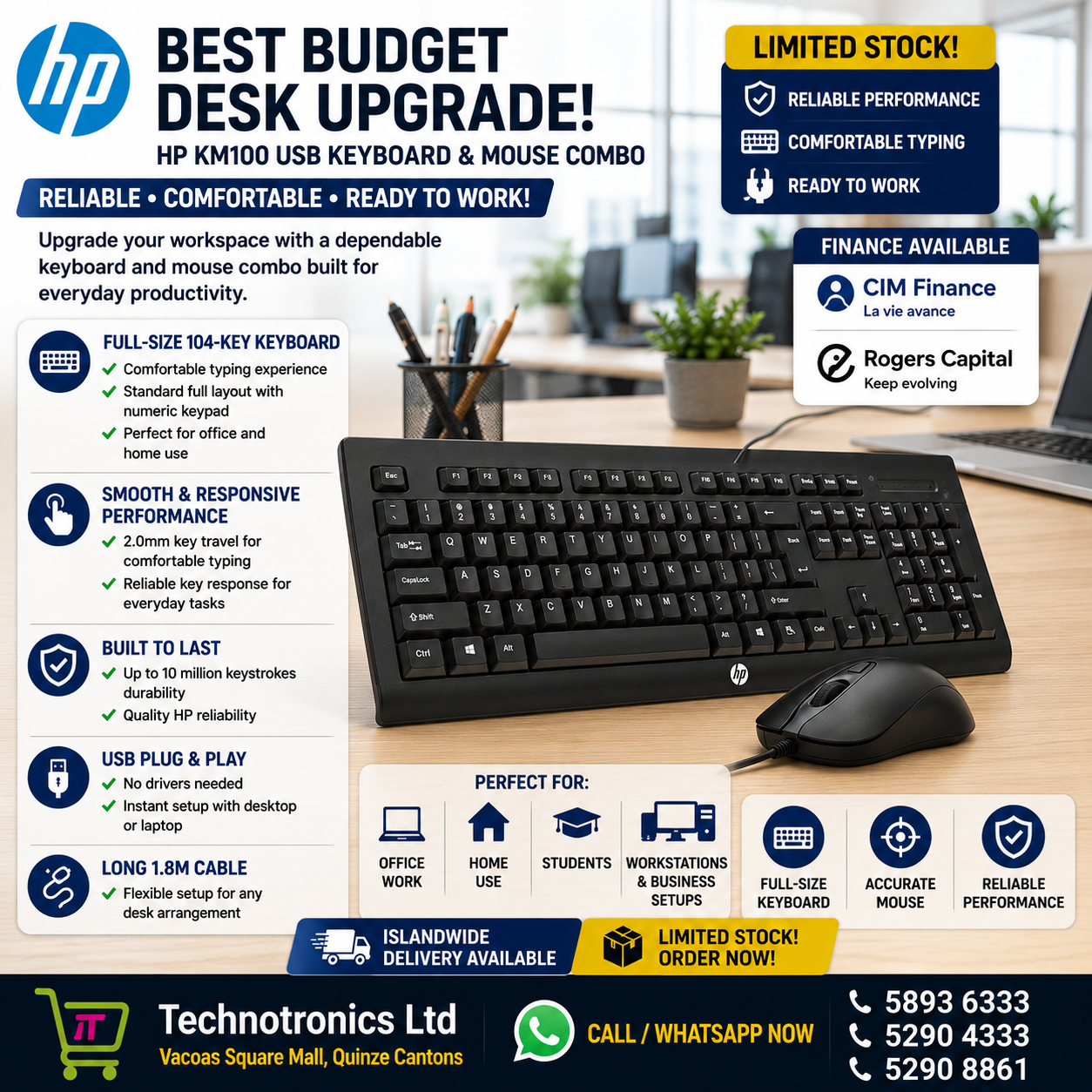 HP KM100 USB Keyboard & Mouse Combo