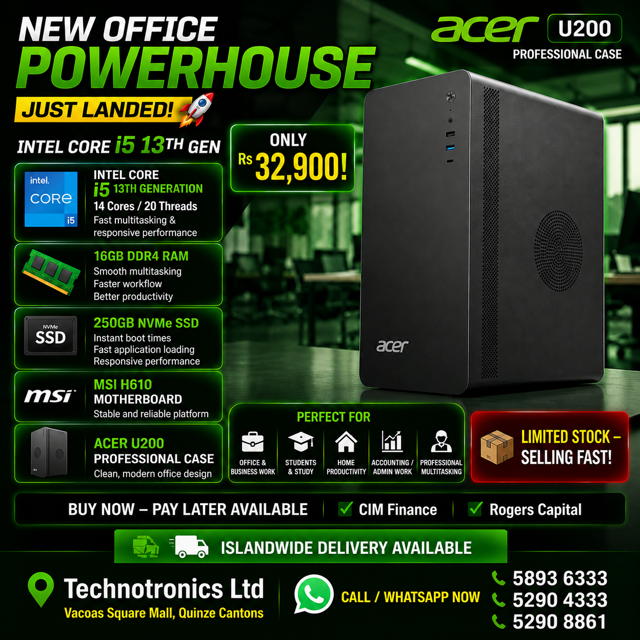 ACER OFFICE WORKING PC β Intel Core i5 13th Gen