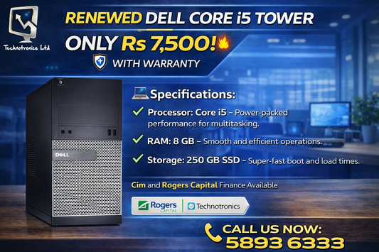 Renewed Dell | Processor: Core i5 | RAM: 8 GB | Storage: 250 GB SSD
