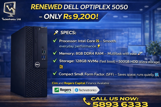 Renewed Dell Optiplex 5050 | Intel Core i5 | 8GB DDR4 RAM | 128GB NVMe + 500GB HDD