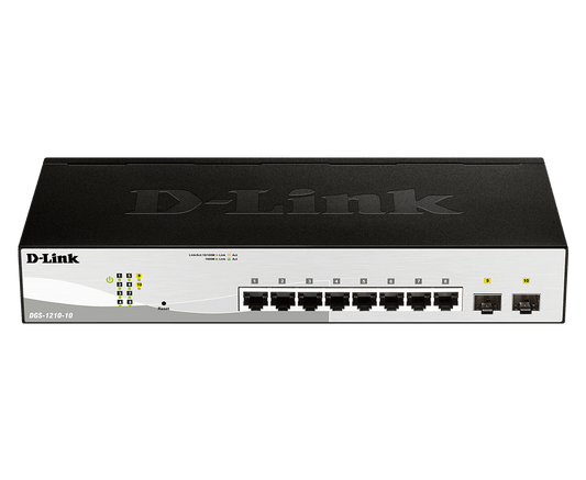 D-Link DGS-1210-10/E 8 Port 10/100/1000Base-T ports + 2 SFP ports Web Smart Switch