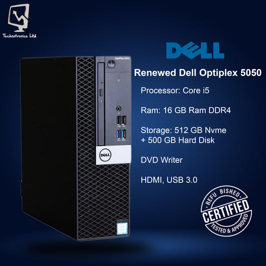 Renewed Optiplex 5050 Core i5, 16 GB Ram DDR4 , 500 GB Nvme + 500 GB HDD