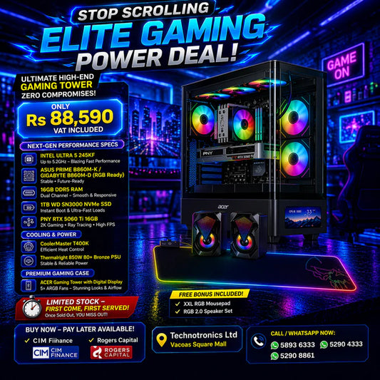 ACER GAMING TOWER Core Ultra 5 245KF| 16GB DDR5 RAM |1TB WD SN3000 NVMe SSD|RTX 5060TI