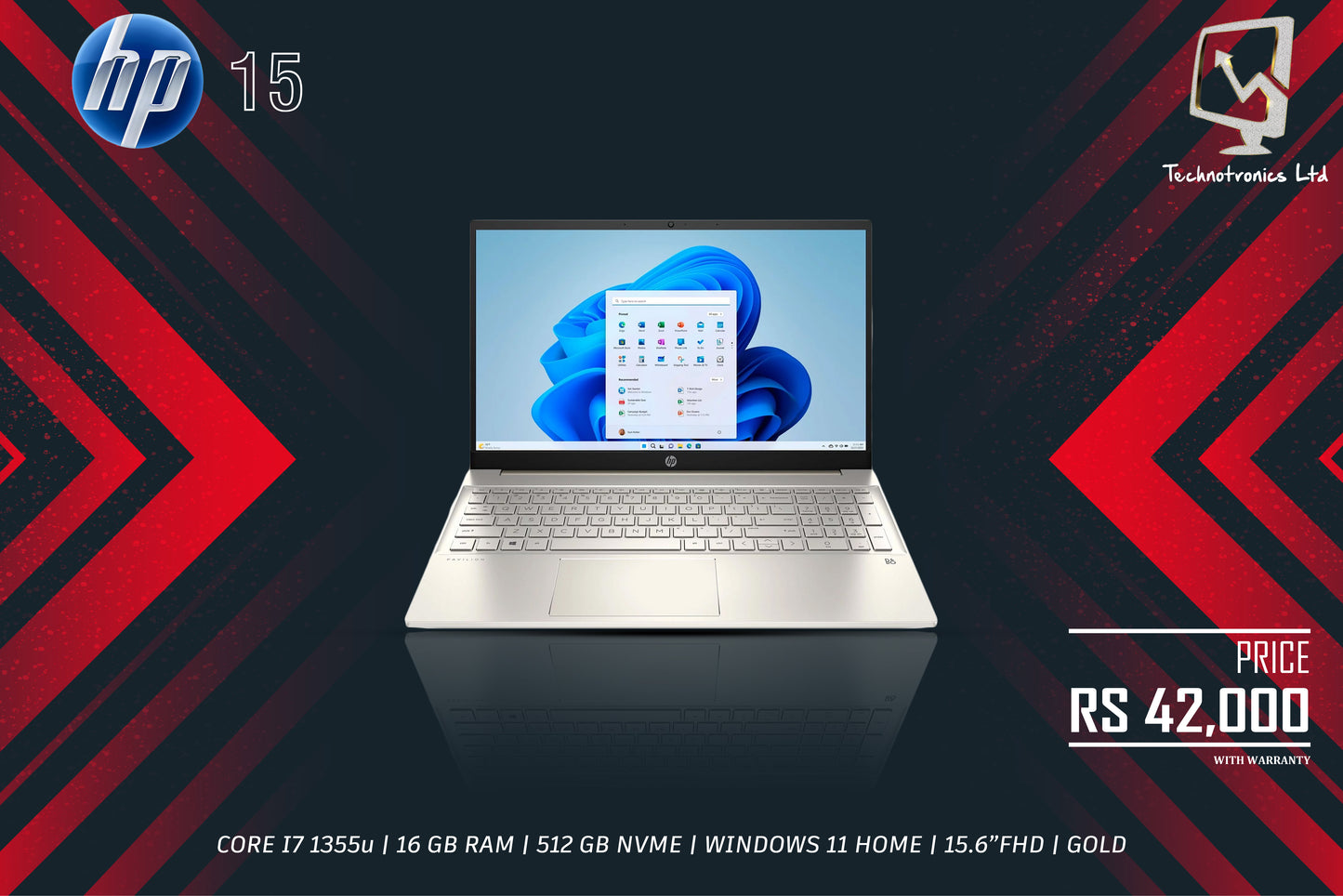 HP 15 CORE I7 1355u, GOLD
