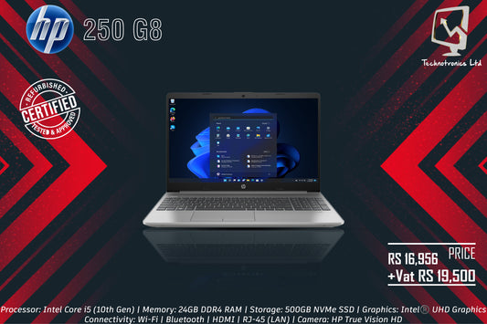 Renewed HP 250 G8 – Core i5 10th Gen | 24GB RAM | 500GB NVMe – Only Rs 19,500!
