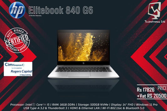 HP EliteBook 840 G6 | Processor: Intel Core i5 | RAM: 16GB DDR4 | Storage: 500GB NVMe