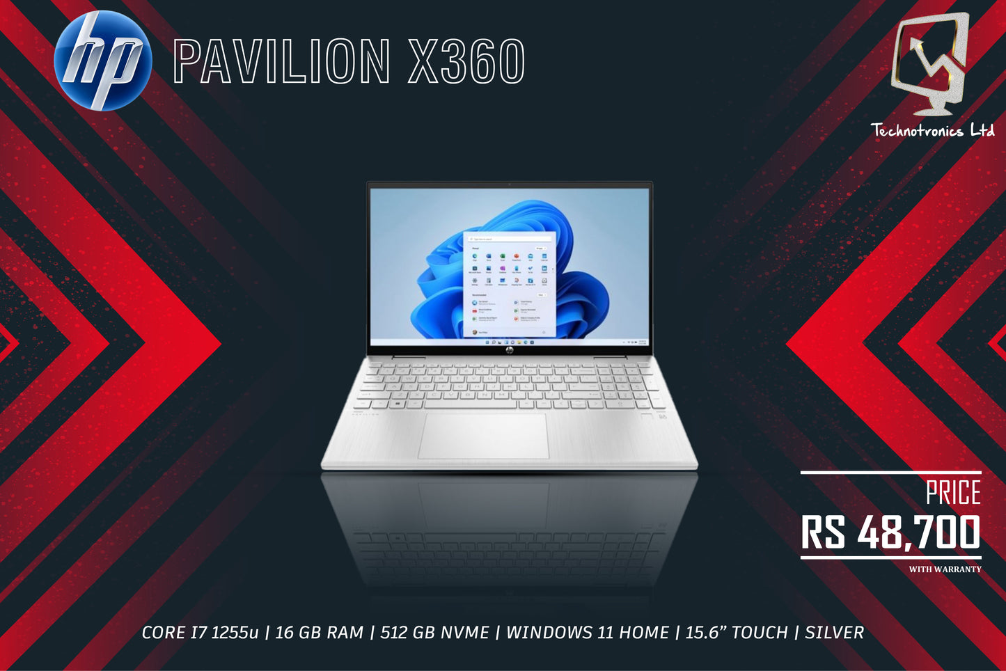 HP PAVILION X360 CORE I7 1255u