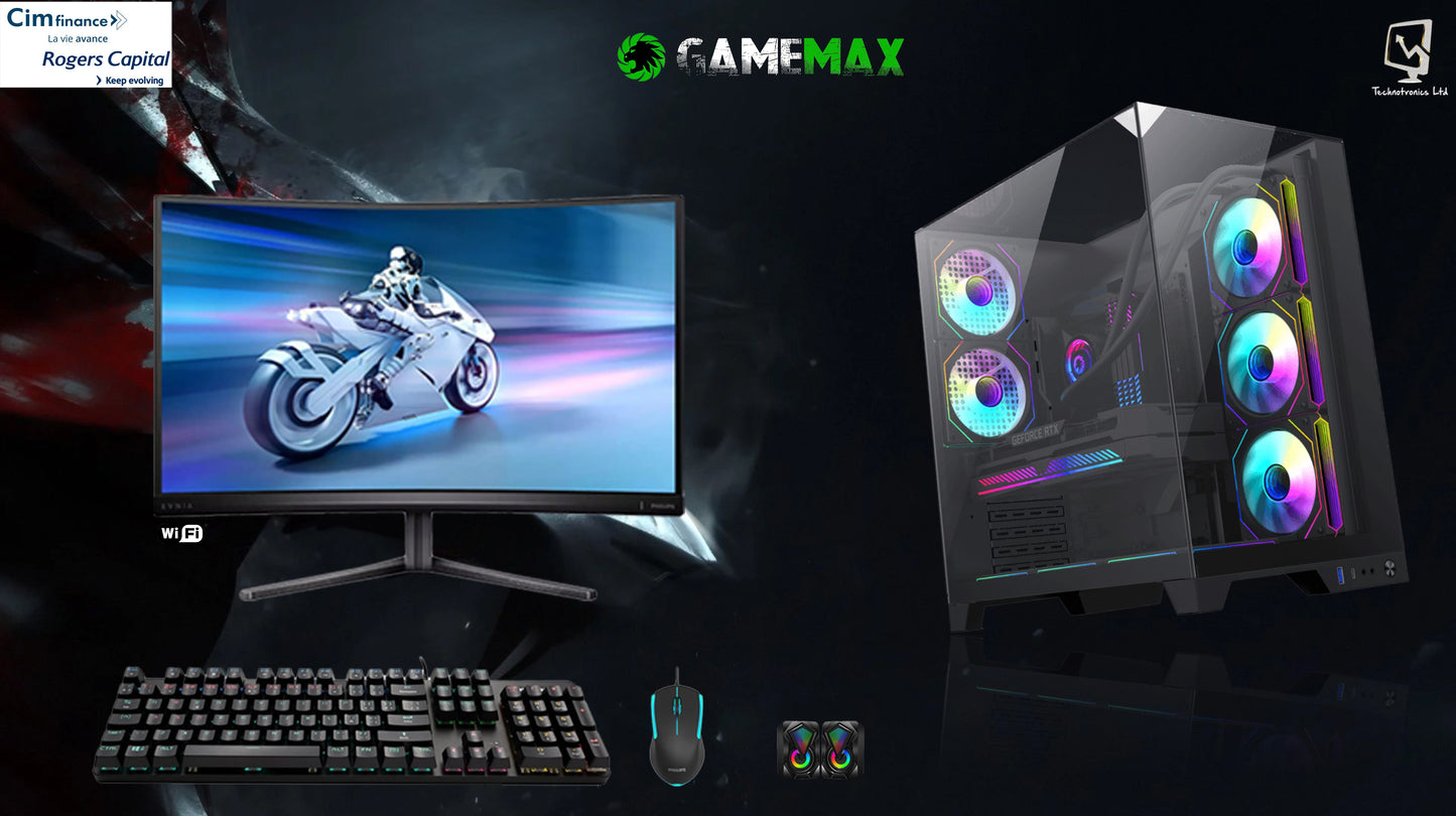 GameMax Infinity Black Plus Set | Core i5 13400F(10 Cores) | Storage:500GB NVMe | Graphics Card: Radeon Rx 7700XT | Power Supply: GameMax 1050W PSU