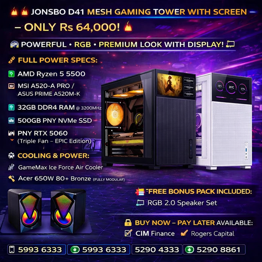 JONSBO D41 MESH GAMING TOWER WITH SCREEN