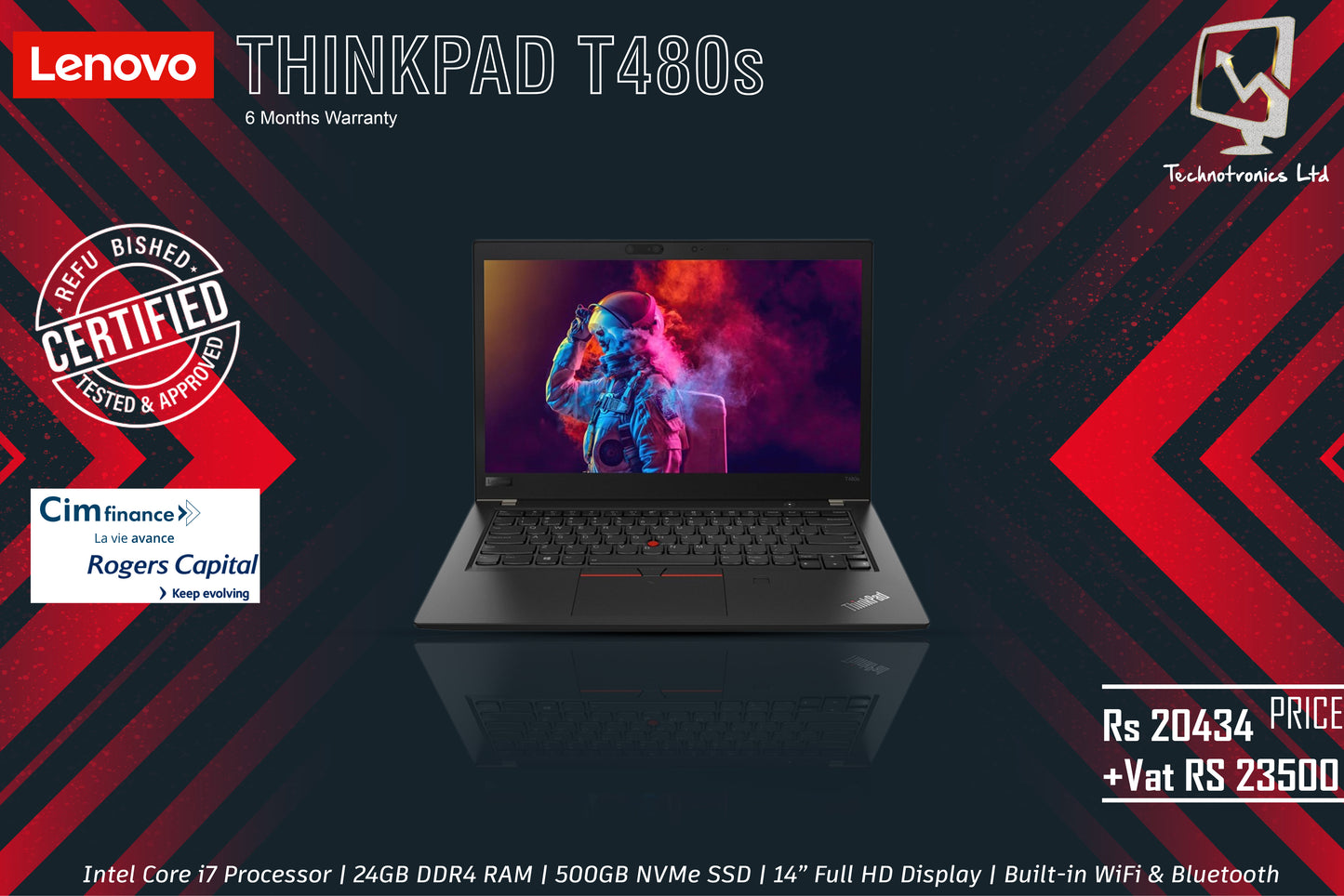 Lenovo ThinkPad T480s | Intel Core i7 Processor | 24GB DDR4 RAM | 500GB NVMe SSD