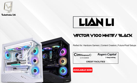 Lian Li Vector V100 White/Black Edition Gaming Tower | CPU: Intel Core i5 14400F | RAM: 16GB DDR5 | Storage: 500GB NVMe SSD | Graphics: PNY RTX 5060 8GB