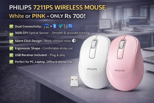 PHILIPS 7211PS WIRELESS MOUSE White/ Pinkβ ONLY Rs 700!