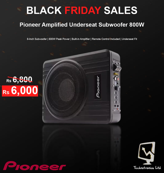 Pioneer Amplified Underseat Car Subwoofer 800W- Black Friday Sale