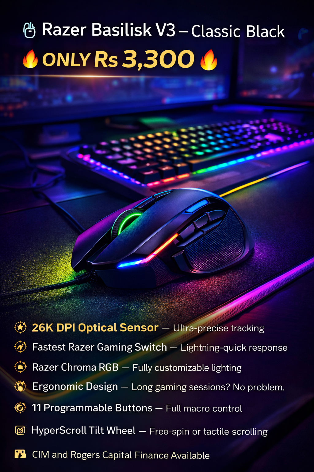 Razer Basilisk V3 โ Classic Black
