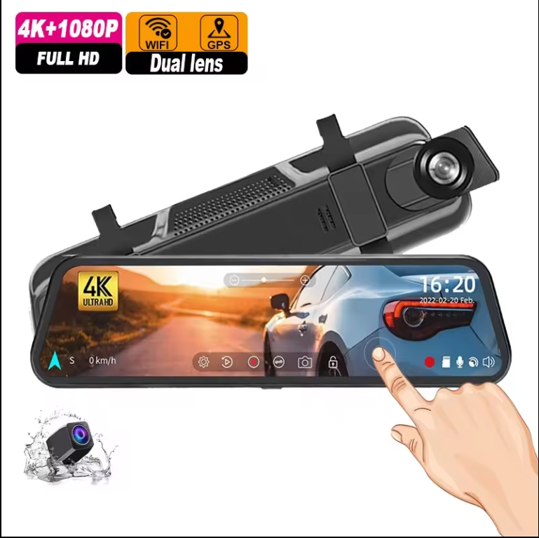 Android -10-Inch Touch Screen Car Mirror 4K Camer@ Vehicle( Dual Camer@)