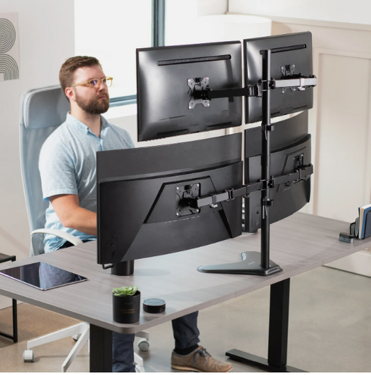 Quad Monitor Desk Stand Mount – Heavy Duty for 4 Screens up to 30 inch.(MA)