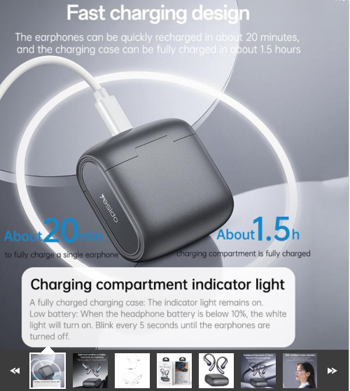 Yesido YSP28 ENC Ear-hook Bluetooth Earphone